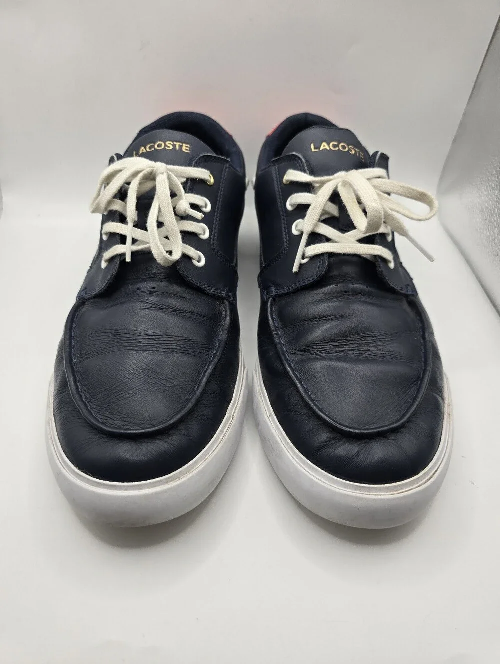 Lacoste Navy Boat/deck Preppy Nautical Leather Lace Up Sneakers. Mens 11